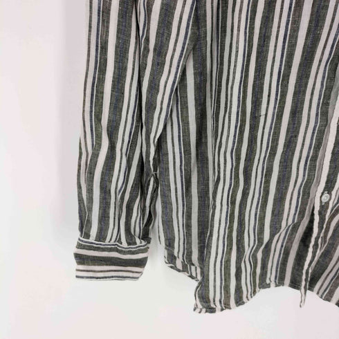 ユナイテッドアローズ UNITED ARROWS リネン マルチストライプ バンドカラーシャツ メンズ JPN:L