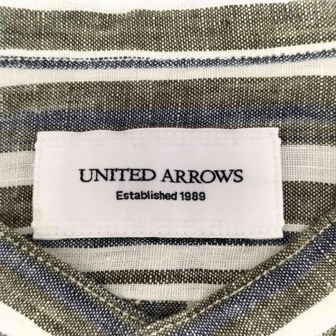 ユナイテッドアローズ UNITED ARROWS リネン マルチストライプ バンドカラーシャツ メンズ JPN:L