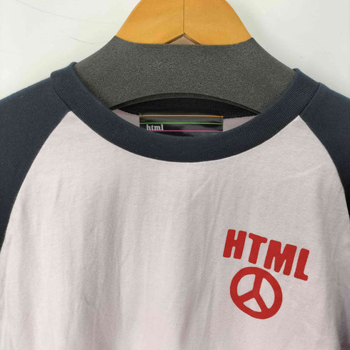 エイチティエムエル ゼロスリー HTML ZERO3 ロゴプリント ラグラン 七分丈 カットソー メンズ JPN:L