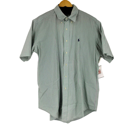 ポロバイラルフローレン Polo by RALPH LAUREN CLASSIC FIT スモールポニー刺繍 S/S ストライプBDシャツ メンズ import:L