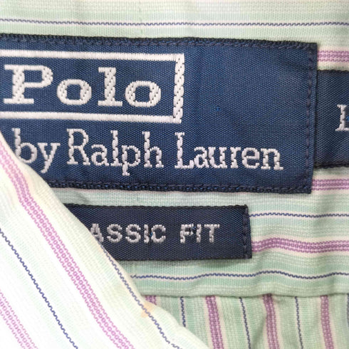 ポロバイラルフローレン Polo by RALPH LAUREN CLASSIC FIT スモールポニー刺繍 S/S ストライプBDシャツ メンズ import:L