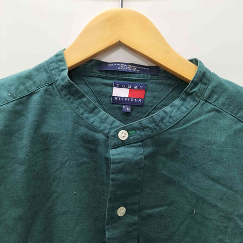 トミーヒルフィガー TOMMY HILFIGER エンブレム刺繍 バンドカラー L/Sシャツ メンズ JPN:XL