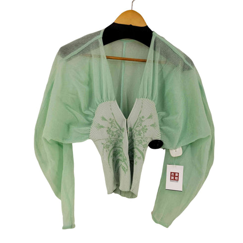 マメクロゴウチ Mame Kurogouchi Sheer Rounded Sleeve Knitted Cardigan - light green レディース JPN:2