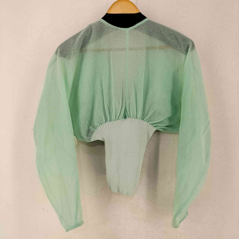 マメクロゴウチ Mame Kurogouchi Sheer Rounded Sleeve Knitted Cardigan - light green レディース JPN:2