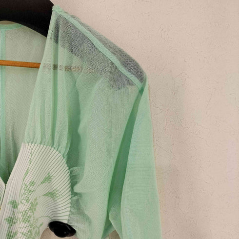 マメクロゴウチ Mame Kurogouchi Sheer Rounded Sleeve Knitted Cardigan - light green レディース JPN:2