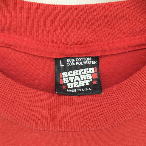 90S USA製 SCREEN STARS ボディ コットンポリ シングルステッチ S/S クルーネック Tシャツ メンズ import:L