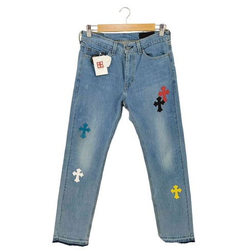 ADVANCE LEVIS 505 CROSS LEATHER LT BLUE MULTI メンズ 30inch