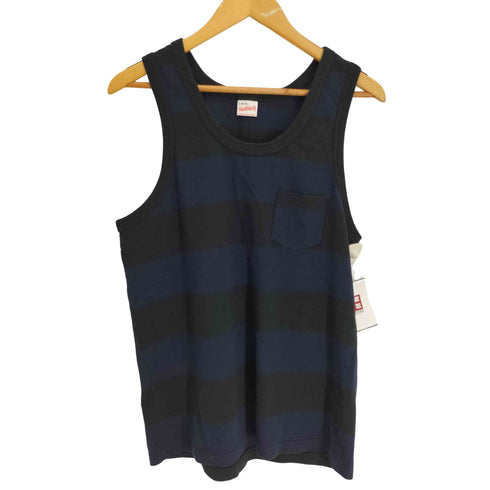 ヘルスニット Healthknit ボーダー ポケット ノースリーブ タンクトップ メンズ import:L