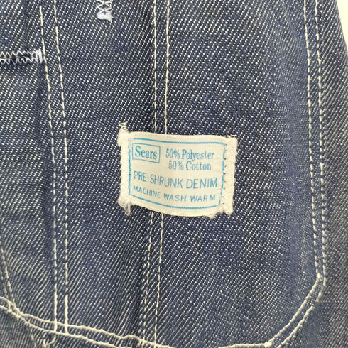シアーズ Sears 70-80S PRE-SHRUNK DENIM 白タグ ペインター デニム オーバーオール メンズ 36×32