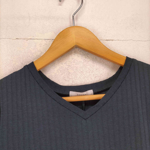 コヒナ COHINA 25SS 汗染み防止 Vネックリブカットワンピース レディース