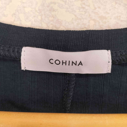 コヒナ COHINA 25SS 汗染み防止 Vネックリブカットワンピース レディース