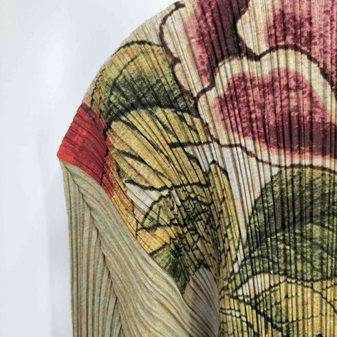 プリーツプリーズイッセイミヤケ PLEATS PLEASE ISSEY MIYAKE 98AW 牡丹 フラワーデザイン 総柄 L/S プリーツワンピース レディース JPN:4