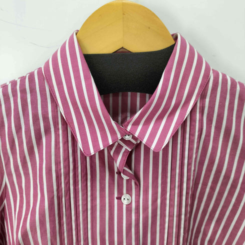 バーバリーブルーレーベル BURBERRY BLUE LABEL 七分袖 ストライプシャツワンピース 袖リボン レディース 38
