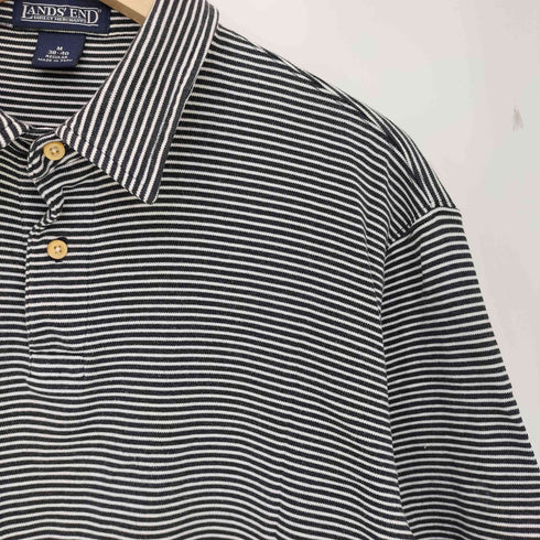 ランズエンド LANDS END ボーダー コットン ポロシャツ メンズ import:M