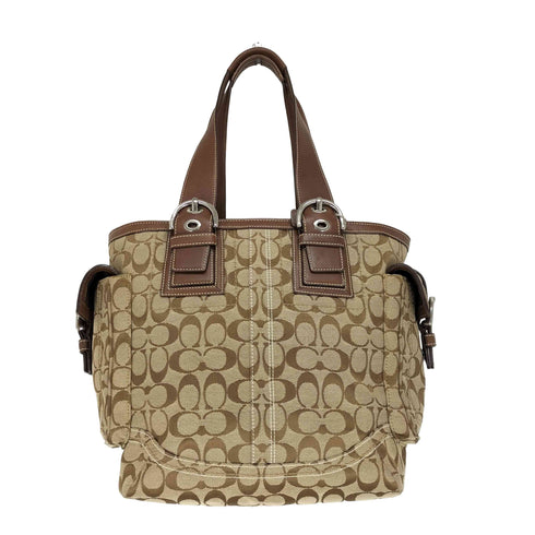 コーチ COACH シグネチャーロゴ レザー切替 キャンバストートバッグ レディース
