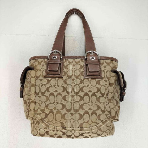 コーチ COACH シグネチャーロゴ レザー切替 キャンバストートバッグ レディース