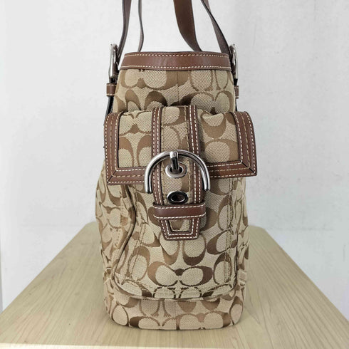 コーチ COACH シグネチャーロゴ レザー切替 キャンバストートバッグ レディース
