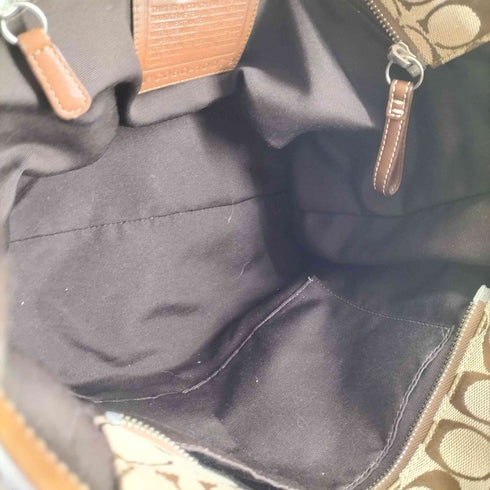 コーチ COACH シグネチャーロゴ レザー切替 キャンバストートバッグ レディース