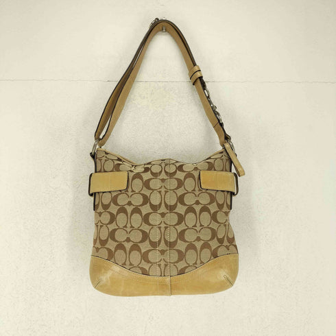 コーチ COACH シグネチャーロゴ レザー切替ベルトデザインショルダーバッグ レディース