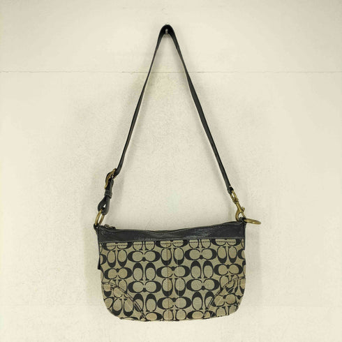 コーチ COACH シグネチャーロゴ キャンバス×レザー ショルダーバッグ レディース