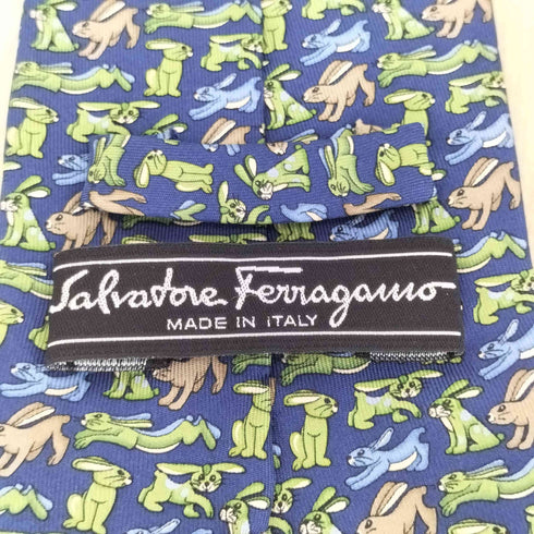 サルヴァトーレフェラガモ Salvatore Ferragamo ウサギ柄シルクネクタイ メンズ