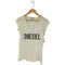 ディーゼル DIESEL スパンコールロゴ VネックTシャツ Y2K レディース JPN:XS