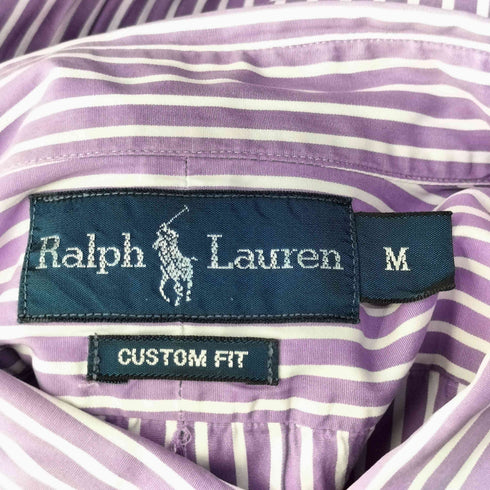 ラルフローレン RALPH LAUREN CUSTOM FIT ポニー刺繍 ストライプ ボタンダウンシャツ メンズ import:M