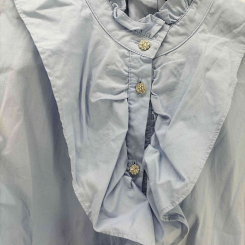 ザラ ZARA ビジューボタン フリル半袖ブラウス レディース import:S