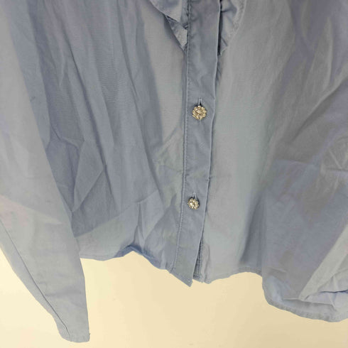 ザラ ZARA ビジューボタン フリル半袖ブラウス レディース import:S