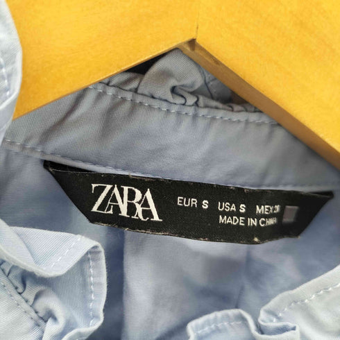 ザラ ZARA ビジューボタン フリル半袖ブラウス レディース import:S