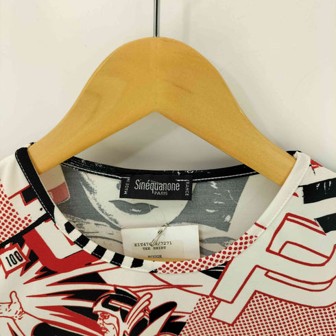 Sinequanone フランス製 総柄 ストレッチ Tシャツ レディース T3