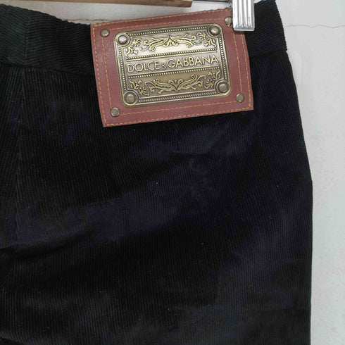 ドルチェアンドガッバーナ DOLCE&GABBANA 00S 02AW ゴールドロゴプレートコーデュロイパンツ レディース 42