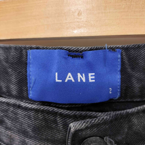 LANE クラッシュド ジップフライ ブラック フレア デニム パンツ Y2K メンズ 2