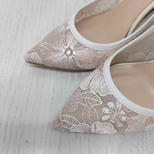 ダイアナ DIANA ポインテッドトゥ花柄チュールパンプス レディース JPN:23.5