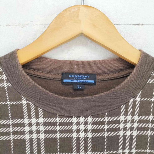 バーバリーブルーレーベル BURBERRY BLUE LABEL ロゴ刺繍ハウスチェックTシャツ メンズ L