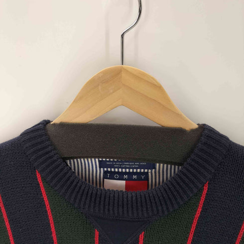 トミーヒルフィガー TOMMY HILFIGER 00s ストライプ柄 コットンニット メンズ JPN:L