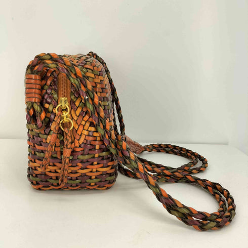 Valentino Nerbini 編み込み レザー メッシュ ショルダーバッグ レディース