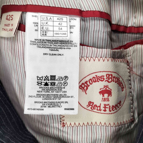 ブルックスブラザーズレッドフリース BROOKS BROTHERS REDFLEECE ストライプ柄 2B シングルテーラードジャケット メンズ 42