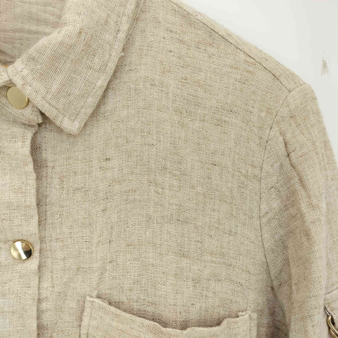 ザラ ZARA リネンサファリシャツ レディース import:L