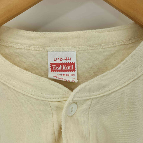 ヘルスニット Healthknit CLASSIC WEIGHT ヘンリーネック カットソー ネコ目ボタン メンズ import:L
