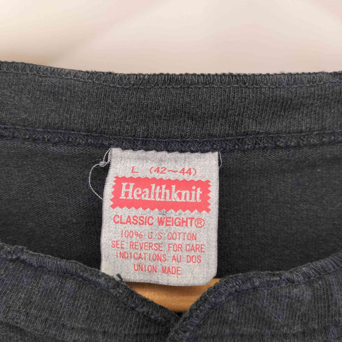 ヘルスニット Healthknit CLASSIC WEIGHT ヘンリーネック カットソー ネコ目ボタン メンズ import:L