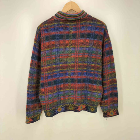ミッソーニ MISSONI イタリア製 マルチ チェック ショール カラー ローゲージ プルオーバー ポロ ニット レディース
