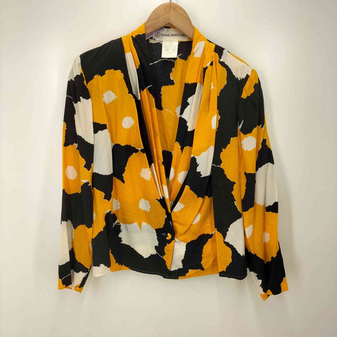 ハナエモリ HANAE MORI フランス製 総柄 シルク 1B 変形 ジャケット スカート セットアップ レディース 38