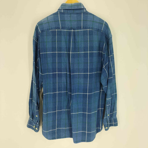 ギャップ Gap 90S OLD デカタグ マドラスチェック B.D L/S デニム シャツ メンズ import:L