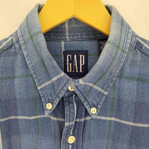 ギャップ Gap 90S OLD デカタグ マドラスチェック B.D L/S デニム シャツ メンズ import:L