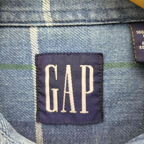 ギャップ Gap 90S OLD デカタグ マドラスチェック B.D L/S デニム シャツ メンズ import:L