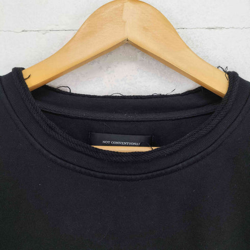 ノットコンベンショナル NOT CONVENTIONAL レザー エルボーパッチ カットオフ スウェット トレーナー メンズ FREE