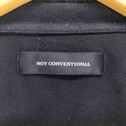 ノットコンベンショナル NOT CONVENTIONAL レザー エルボーパッチ カットオフ スウェット トレーナー メンズ FREE