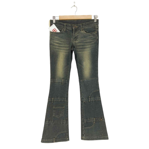 セシルマクビー CECIL McBEE Y2K ブーツカット デザイン フレアデニムパンツ レディース JPN:S