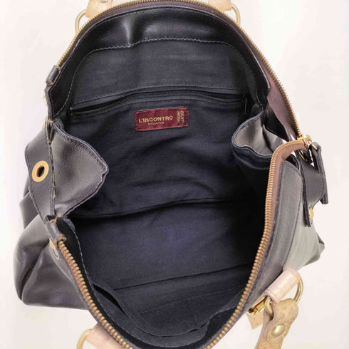 LINCONTRO イタリア製 GENUINE LEATHER クロコ型 ハンドル レザー トート バッグ メンズ